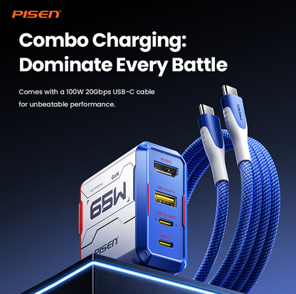 PISEN Gamer Utility 65W 4-Port GaNHub Fast Charger – USB-C Desktop Charging Station (TP-C31)