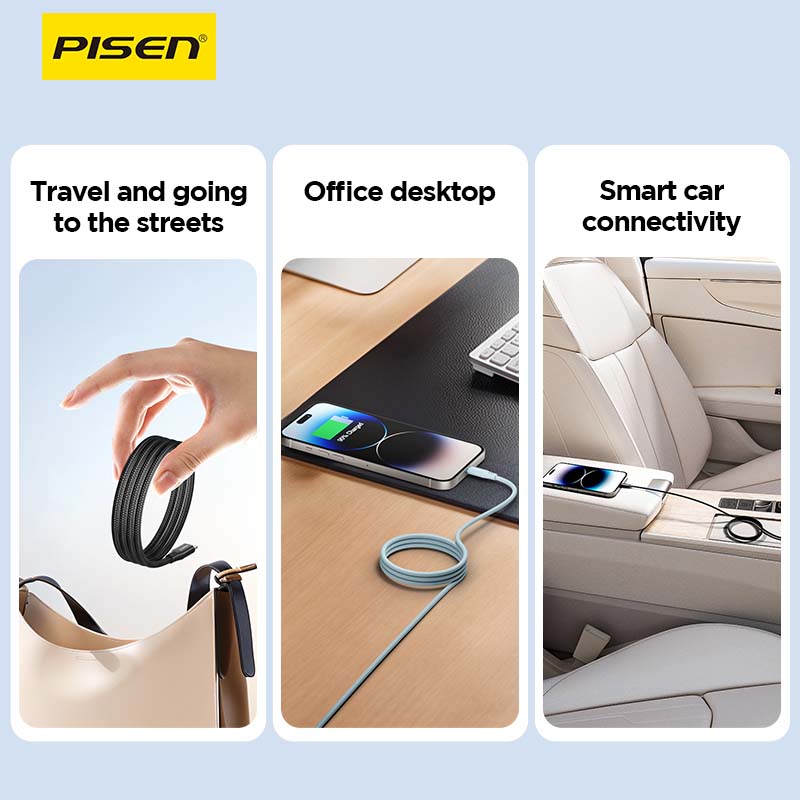 PISEN USB-C to USB-C Magnetic Braided Cable 1m – 60W Fast-Charging Cable (CC-FC22-1000)