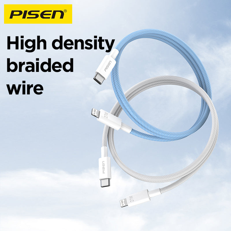 PISEN QUICK USB-C to Lightning Braided Cable – 27W PD Fast-Charging iPhone Cable (CL-PD10)
