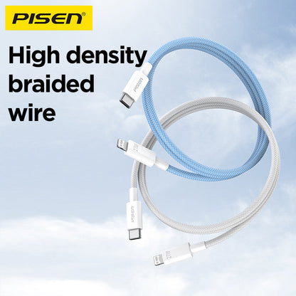 PISEN QUICK USB-C to Lightning Braided Cable – 27W PD Fast-Charging iPhone Cable (CL-PD10)