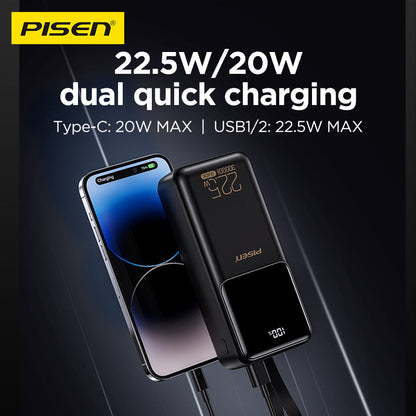 PISEN Semi-Mirror 22.5W Power Bank 30000mAh – High-Capacity Fast Portable Charger (TP-D040)