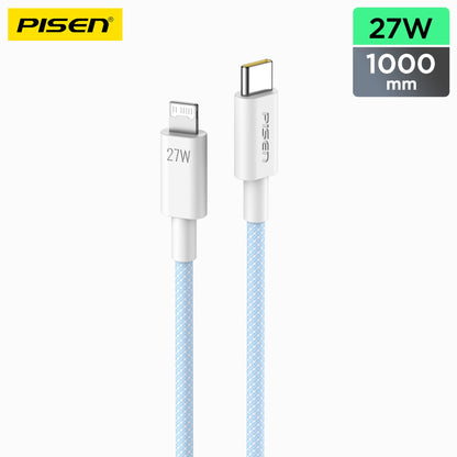 PISEN QUICK USB-C to Lightning Braided Cable – 27W PD Fast-Charging iPhone Cable (CL-PD10)