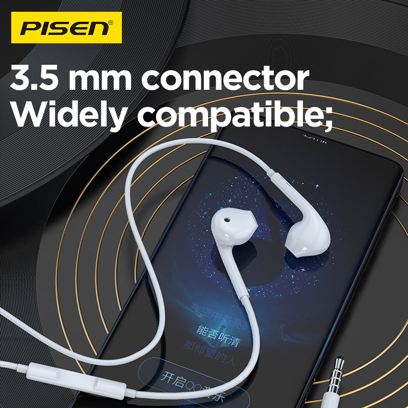 PISEN Half-In-Ear Wired Earphones – Stereo Earbuds with Mic (AP01)