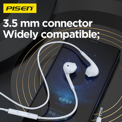 PISEN Half-In-Ear Wired Earphones – Stereo Earbuds with Mic (AP01)