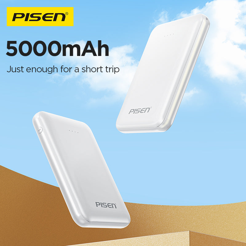 PISEN Mr White Mini 5000mAh Power Bank – Compact Portable Charger, White (TP-D34)