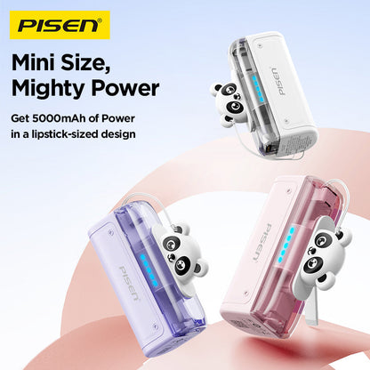 PISEN 2-in-1 Power Bank 5000mAh 22.5W – Built-In Connector Mini Portable Charger (TP-D139)
