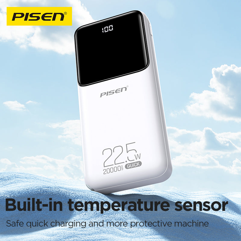 PISEN Semi-Mirror 22.5W Power Bank 20000mAh – High-Capacity Fast Portable Charger (TP-D039)