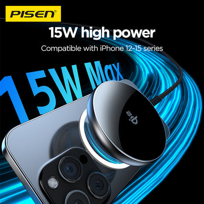 PISEN Qi2 Magnetic Desktop Charging Pad – 15W MagSafe Wireless Charger (TP-C56)