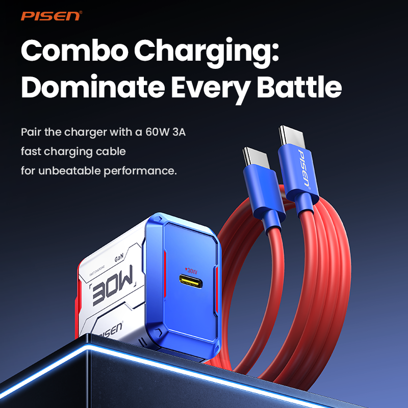 PISEN Gamer Lite 30W 1-Port GaN Fast Charger – Mini USB-C Wall Charger (TP-C32)