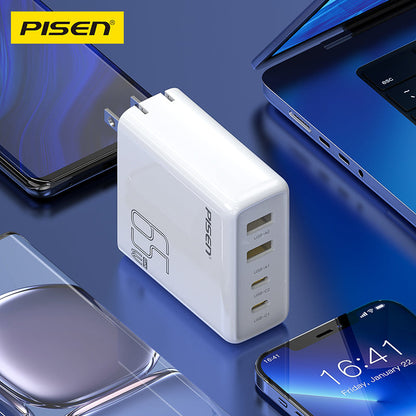 PISEN Pro 65W GaN Fast Charger – 4-Port 2C+2A USB-C Wall Charger, US Plug (TS-C146)