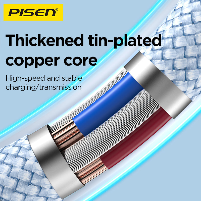 PISEN QUICK USB-C to Lightning Braided Cable – 27W PD Fast-Charging iPhone Cable (CL-PD10)
