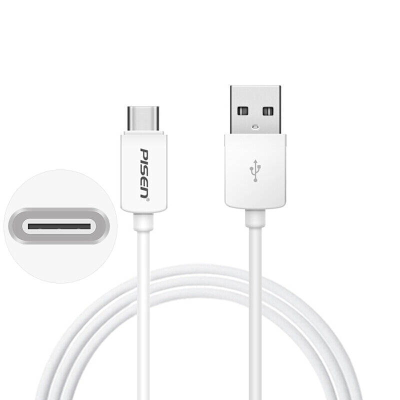 PISEN Mr White USB-A to USB-C Cable 1m – Charging & Sync Cable, White (TC25-1000)