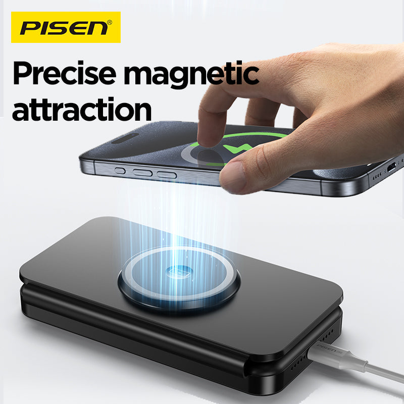 PISEN 3-in-1 Travel Magnetic Wireless Charger – Foldable MagSafe Charger for Phone, Watch & Earbuds (F6)