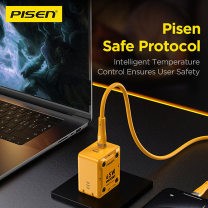 PISEN Mecha 45W 2-Port Fast Charger – USB-C Wall Charger, US Plug (TS-C187)