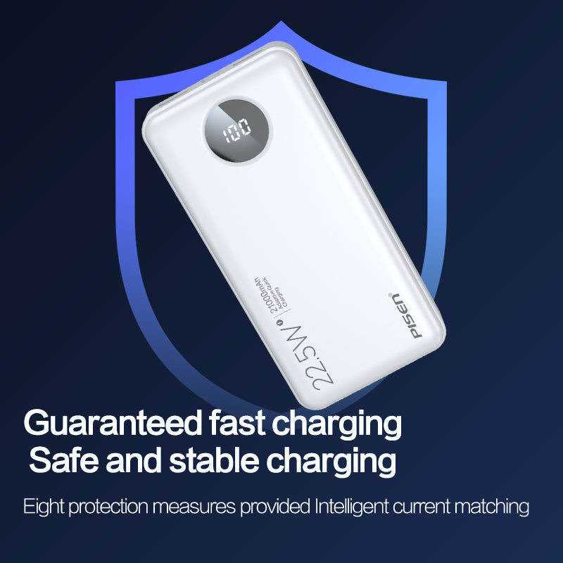 PISEN Power Cube 22.5W Power Bank 21000mAh – Fast Charger with Digital Display (TS-D301)