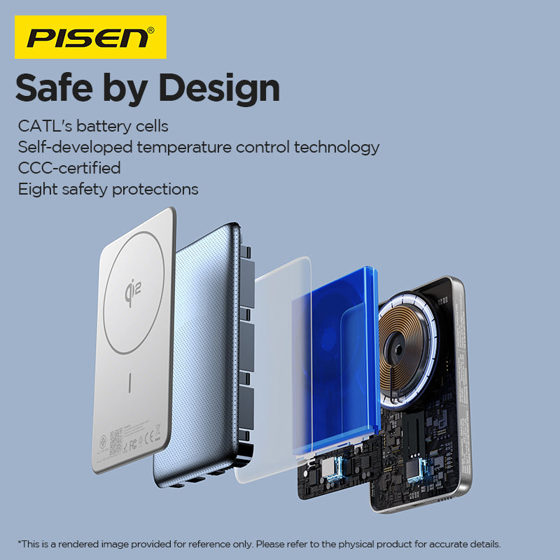 PISEN SleekVolt 20W Wireless Power Bank 5000mAh – Slim MagSafe Portable Charger (TP-D147)