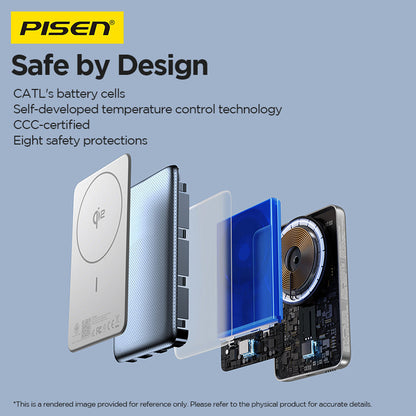 PISEN SleekVolt 20W Wireless Power Bank 5000mAh – Slim MagSafe Portable Charger (TP-D147)