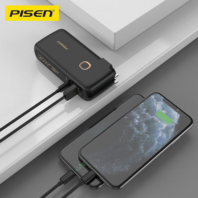 PISEN High Power Box 20W Power Bank 10000mAh – Fast-Charging Portable Charger (TS-D308)