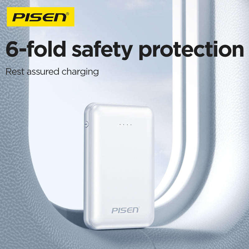 PISEN Mr White Mini 5000mAh Power Bank – Compact Portable Charger, White (TP-D34)