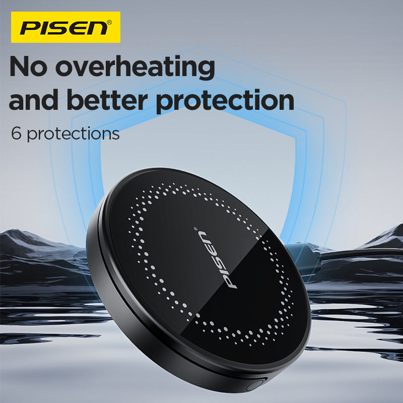 PISEN 2-in-1 Magnetic Wireless Charger – MagSafe Dock for Phone & Earbuds (TP-C43)