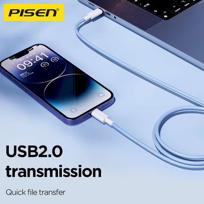 PISEN QUICK USB-C to Lightning Braided Cable – 27W PD Fast-Charging iPhone Cable (CL-PD10)