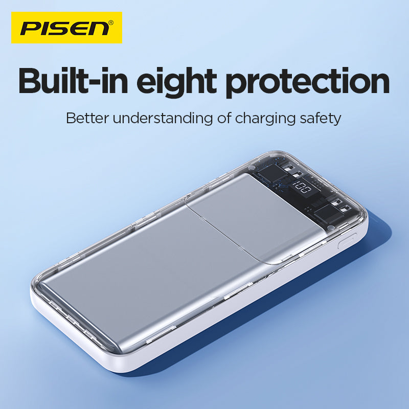 PISEN Semi-Mirror 10W Power Bank 10000mAh – Slim Portable Charger (TP-D053)