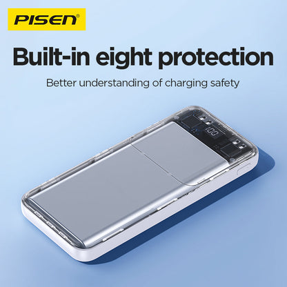 PISEN Semi-Mirror 10W Power Bank 10000mAh – Slim Portable Charger (TP-D053)