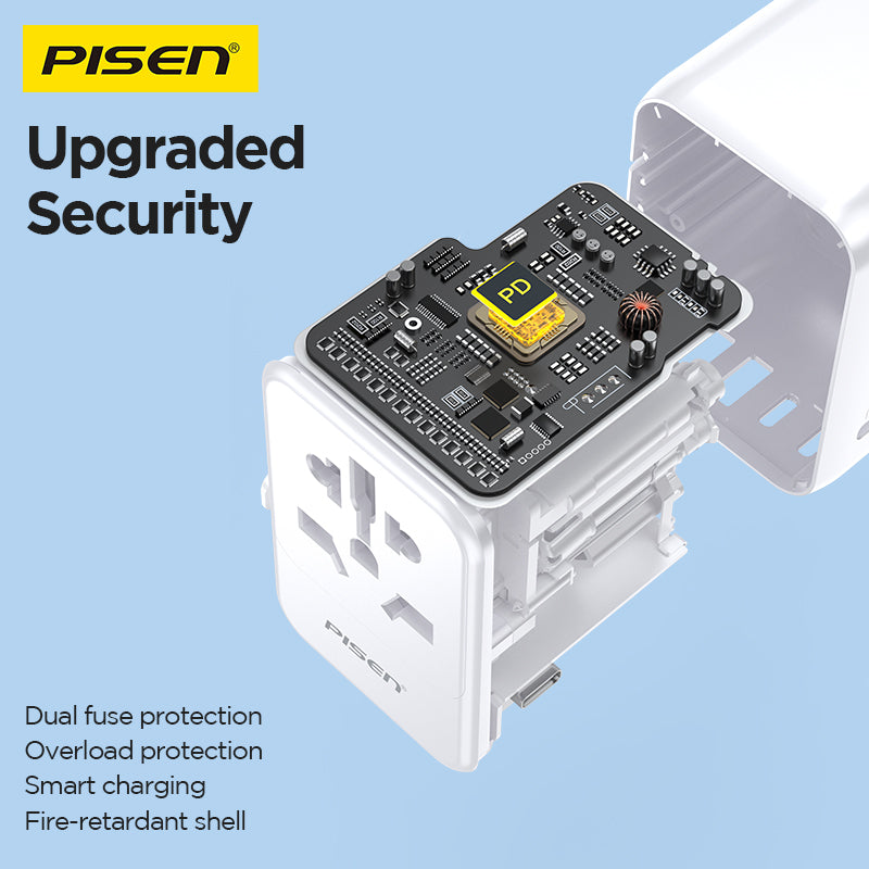 PISEN Global Travel 35W 5-Port GaN Fast Charger – Multi-Port USB-C Travel Adapter (TP-C110)
