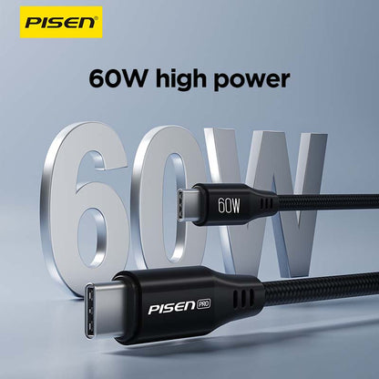 PISEN USB-C to USB-C Magnetic Braided Cable 1m – 60W Fast-Charging Cable (CC-FC22-1000)