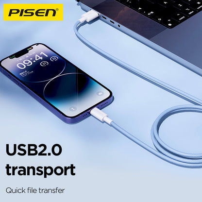 PISEN USB-A to Lightning Braided Cable – 12W Fast-Charging iPhone Cable (AL34)