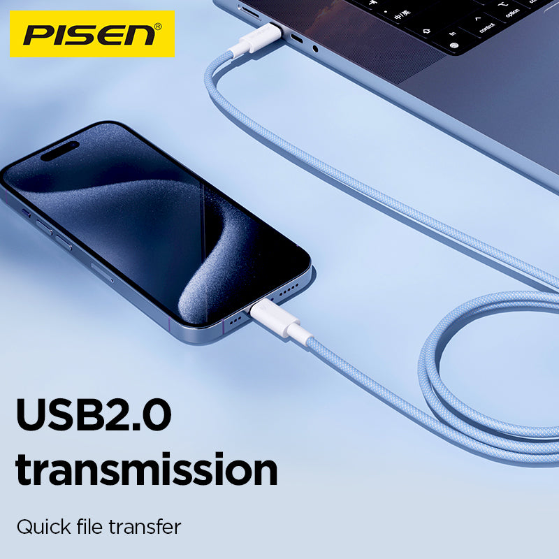 PISEN Vivid Series USB-C to USB-C Cable – 100W Braided Fast-Charging Cable (CC12)