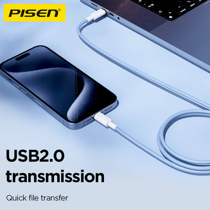 PISEN Vivid Series USB-C to USB-C Cable – 100W Braided Fast-Charging Cable (CC12)