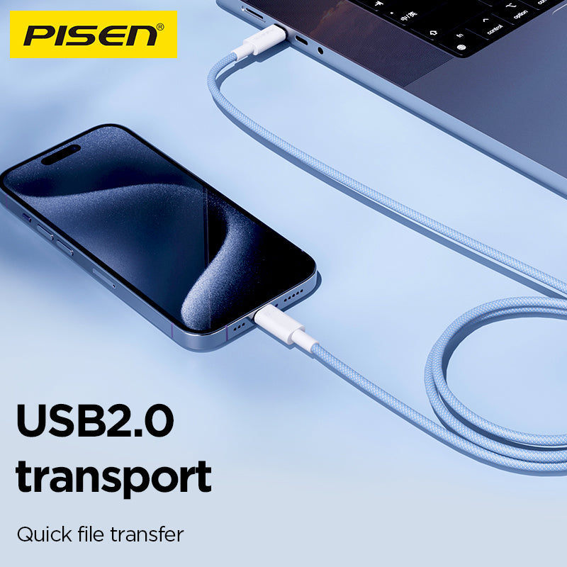 PISEN PRO USB-C to USB-C Braided Cable – 60W Fast-Charging & Sync Cable (CC11)