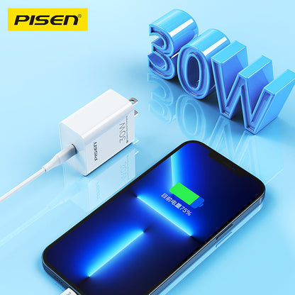 PISEN QUICK 30W PD Single-Port Charger – USB-C Fast Wall Charger, US Plug (TS-C160)