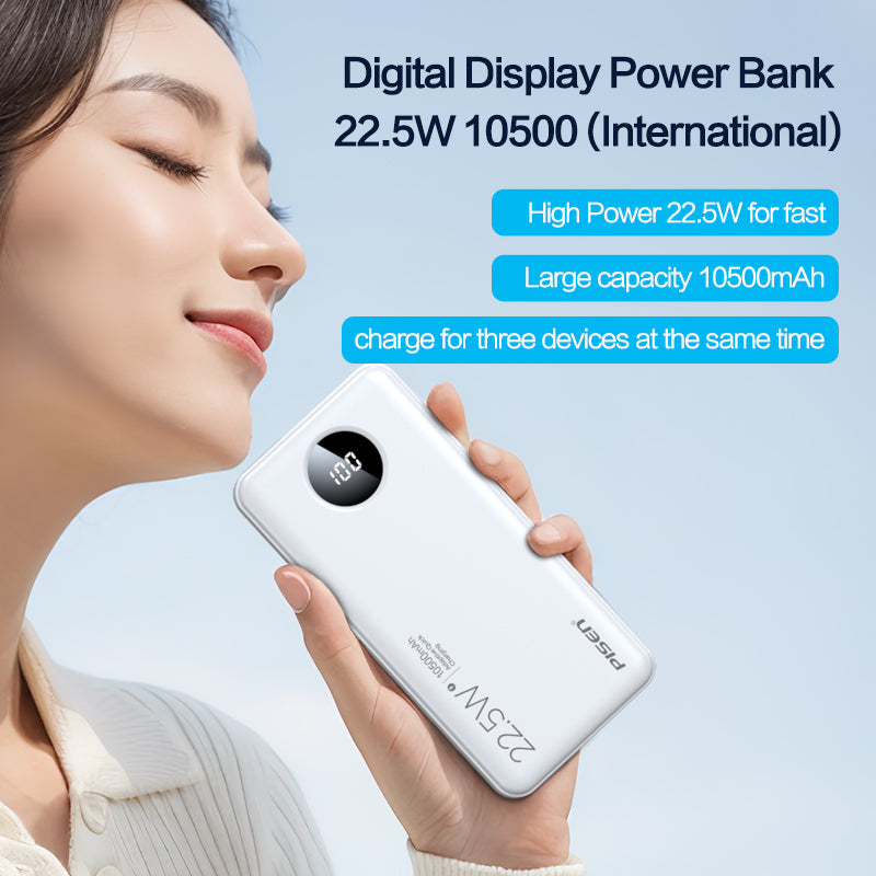 PISEN Power Cube 22.5W Power Bank 10500mAh – Fast Charger with Digital Display (TS-D300)
