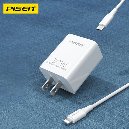 PISEN QUICK 30W PD Single-Port Charger – USB-C Fast Wall Charger, US Plug (TS-C160)
