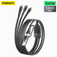 PISEN 3-in-1 Braided Charging Cable 1.2m – Lightning, USB-C & Micro Fast-Charge Cable (AP-FC15-1200)