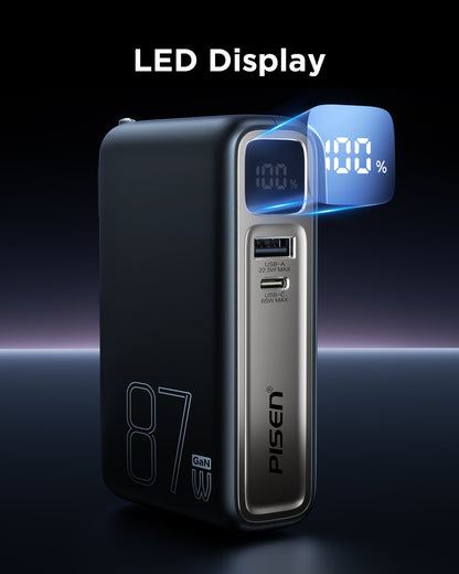 PISEN PRO 87W GaN Power Bank 10000mAh Kit – Fast Charger with Wall Adapter (TS-D319)