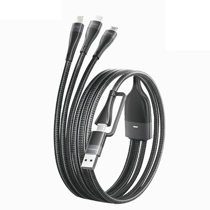 PISEN 3-in-1 Braided Charging Cable 1.2m – Lightning, USB-C & Micro Fast-Charge Cable (AP-FC15-1200)