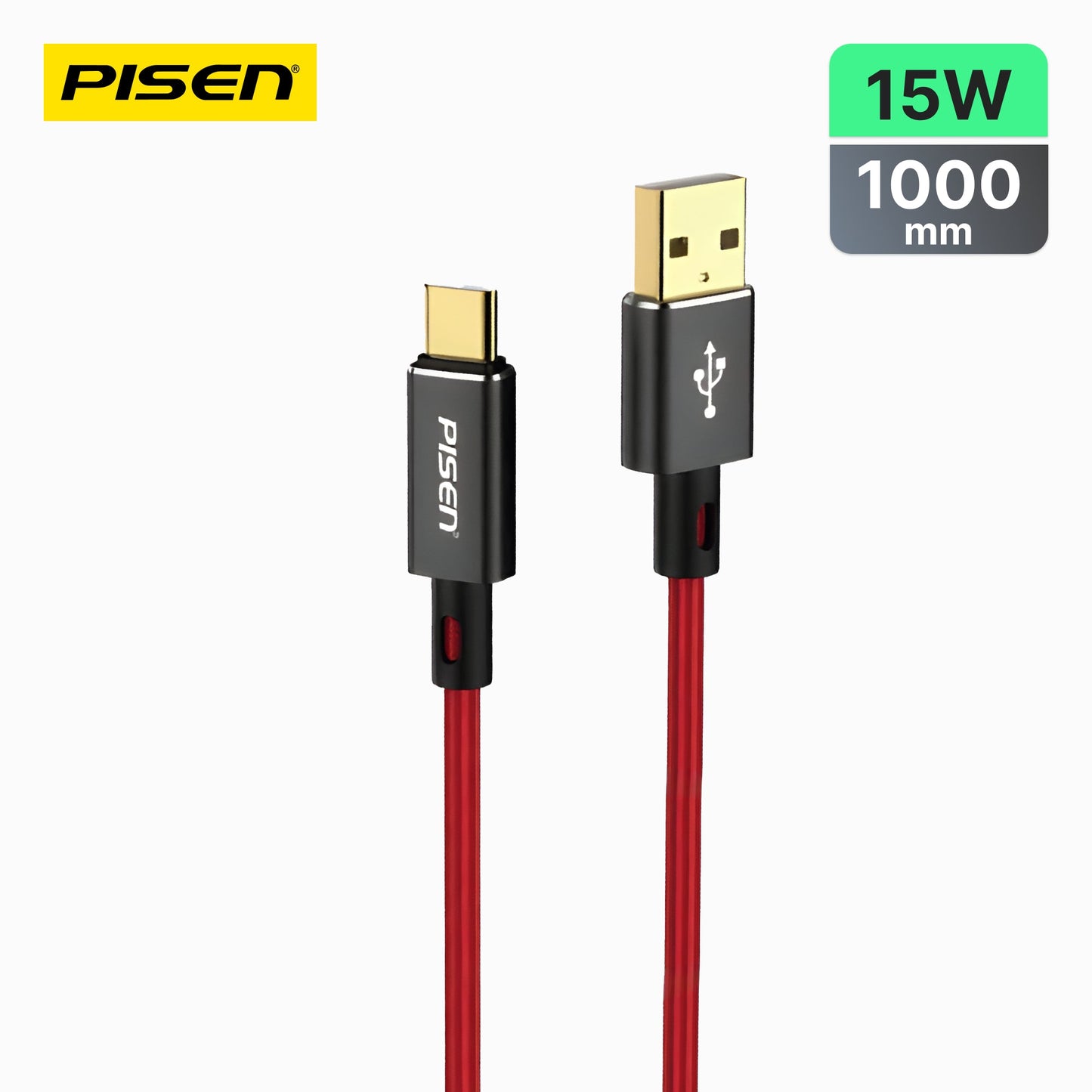 PISEN Platinum USB-A to USB-C Cable 1m – 15W Charging & Sync Cable (AC07-1000)