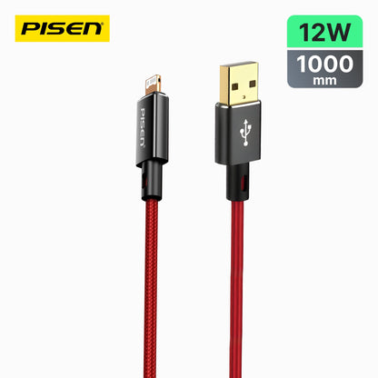 PISEN Platinum USB-A to Lightning Cable – 12W Fast-Charging iPhone Cable, Black (AL38-1000)