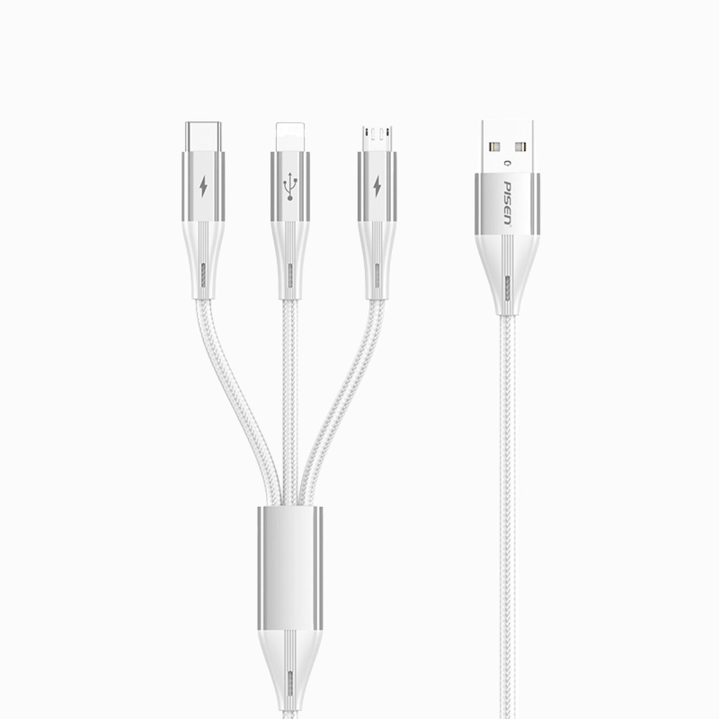 PISEN Star Speed 3-in-1 Braided Cable 1.2m – Lightning, USB-C & Micro Charging Cable (AP-FC17-1200)