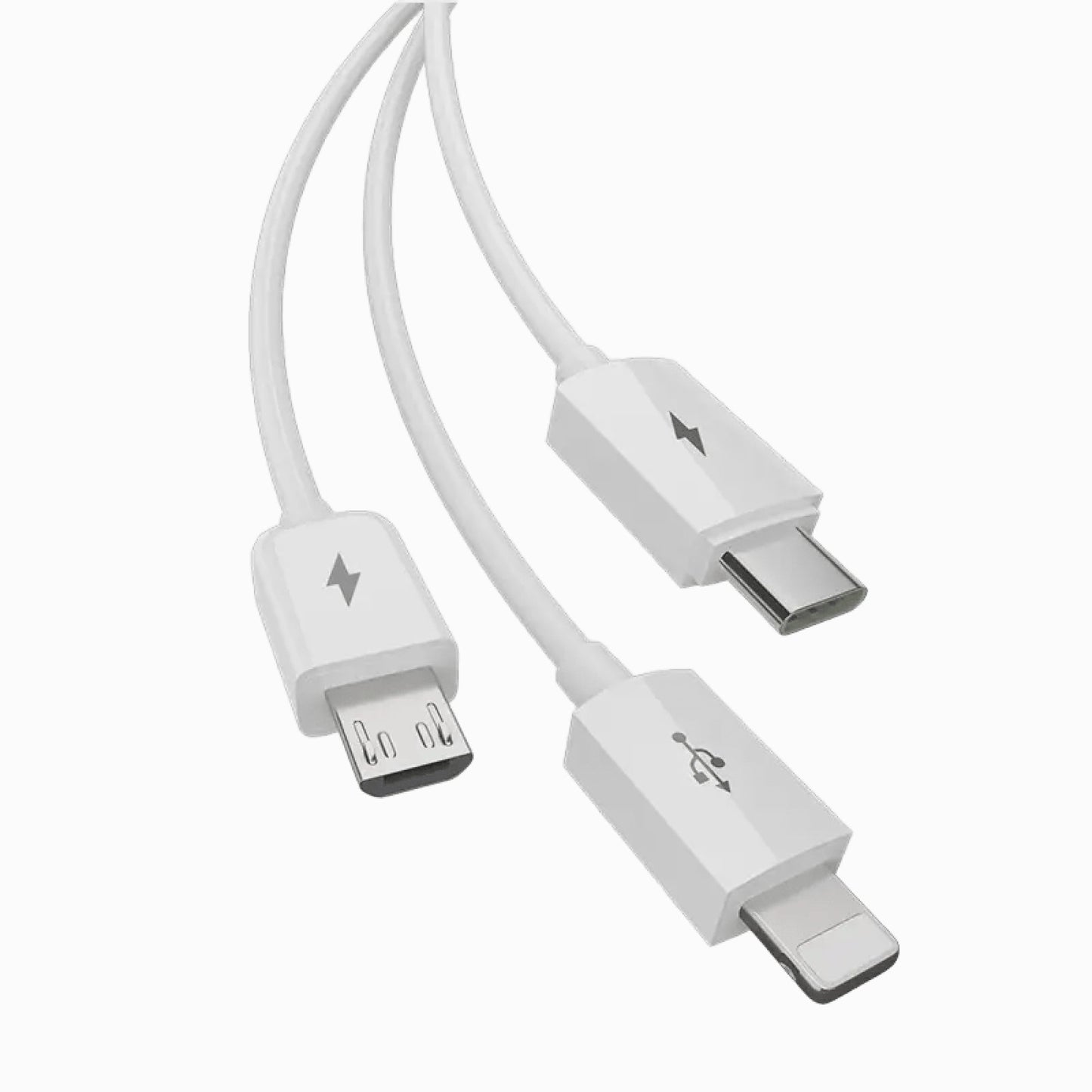 PISEN Mr White 3-in-1 Charging Cable 1.2m – Lightning, USB-C & Micro Cable, White (AP07-1200)