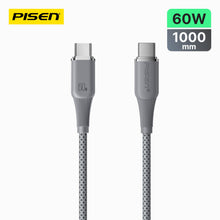 PISEN NoirSync USB-C to USB-C Cable – 60W Fast-Charging Cable, Grey (CC-FC27-1000)