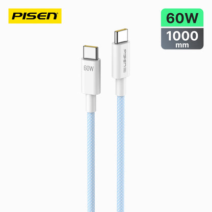 PISEN PRO USB-C to USB-C Braided Cable – 60W Fast-Charging & Sync Cable (CC11)