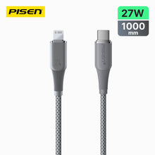 PISEN NoirSync USB-C to Lightning Cable – 27W PD Fast-Charging iPhone Cable, Grey (CL-FC16-1000)