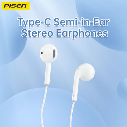 PISEN Type-C Semi-In-Ear Wired Earphones – Stereo USB-C Earbuds with Mic (TP-CP03)
