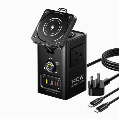 PISEN 140W GaN MagStation 8-in-1 Charging Hub – Magnetic Wireless Desktop Power Socket (KF27)