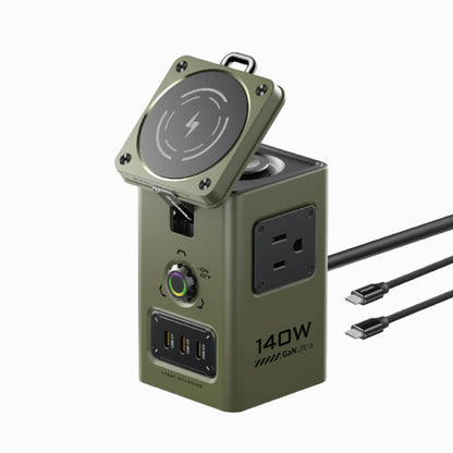 PISEN 140W GaN MagStation 8-in-1 Charging Hub – Magnetic Wireless Desktop Power Socket (KF27)