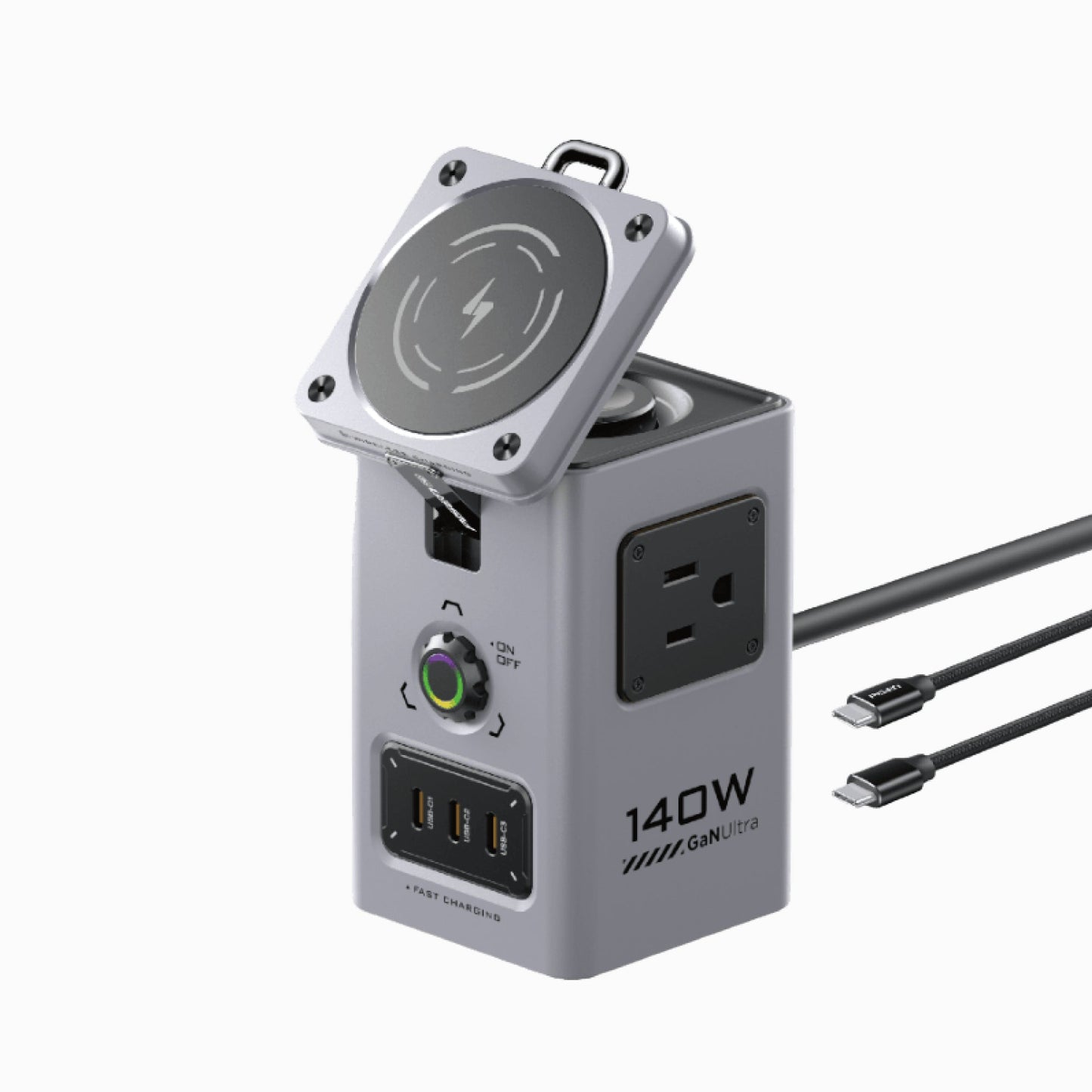 PISEN 140W GaN MagStation 8-in-1 Charging Hub – Magnetic Wireless Desktop Power Socket (KF27)